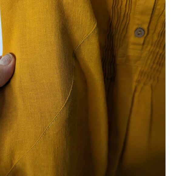 Yuvita Sleeveless Linen Pintuck Pleated Midi Dress Marigold Yellow A-Line XS - Picture 8 of 10